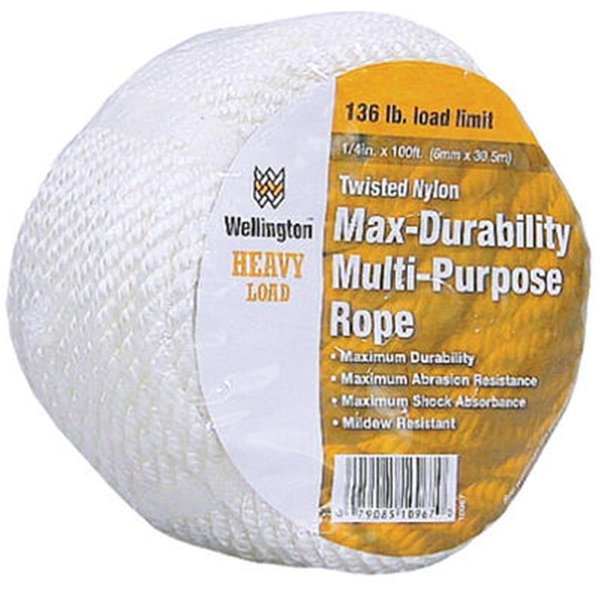 Wellington Cordage 11002 0.5 in. x 50 ft. Nylon Rope, Silvery White WE575362